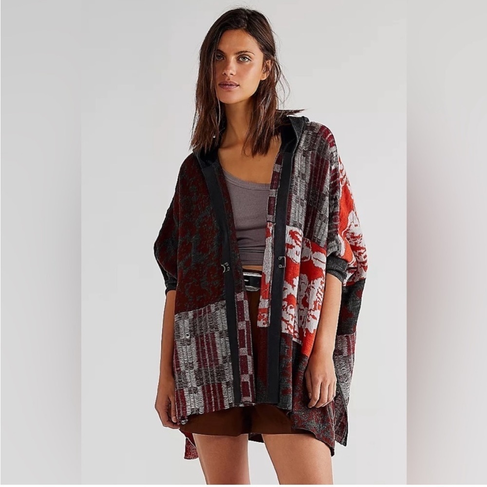 Free People Autumn Patchwork Poncho Size XS/S NWT